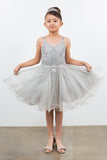 Marla Crystal Embellished Girls Tulle Pageant Short Dress