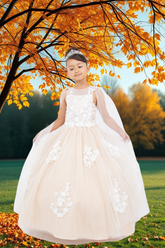 Cape Communion Dress | Champagne or White Gown