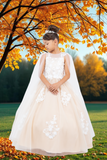Cape Communion Dress | Champagne or White Gown