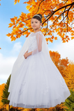 Cape Communion Dress | Champagne or White Gown