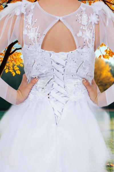 Cape Communion Dress | Champagne or White Gown