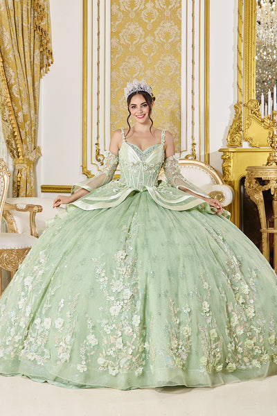 Luxury Sage Quinceañera & Sweet 16 Gown | Queen Collection