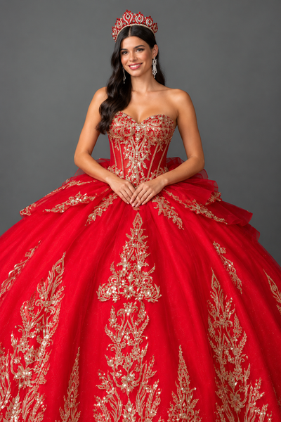 Regal Quinceañera Ball Gown with Detachable Cape