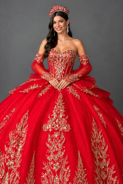 Regal Quinceañera Ball Gown with Detachable Cape