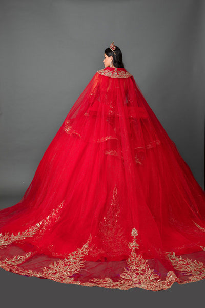 Regal Quinceañera Ball Gown with Detachable Cape