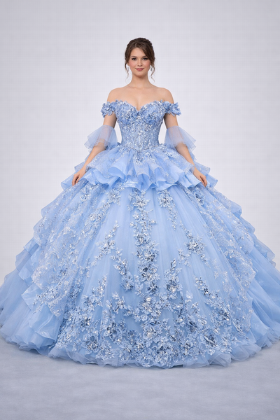 Fairytale Blue Quinceañera Dress with Grand Train