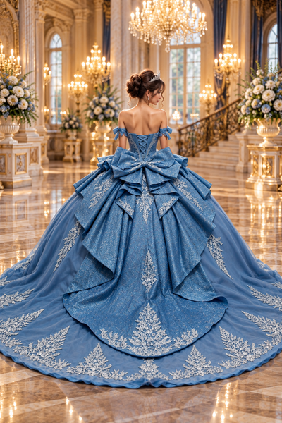 Virelle Dusty Blue Quinceañera Dress | Queen Collection
