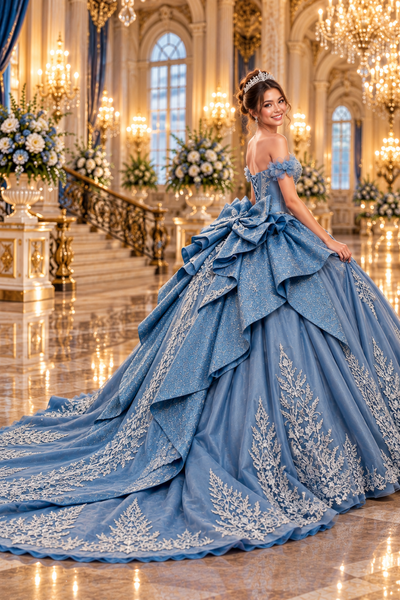 Virelle Dusty Blue Quinceañera Dress | Queen Collection