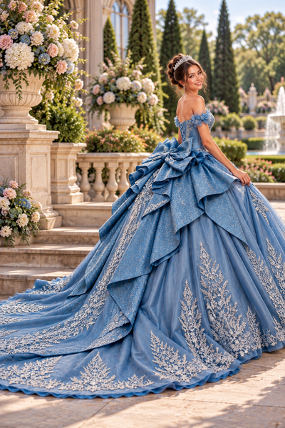 Virelle Dusty Blue Quinceañera Dress | Queen Collection
