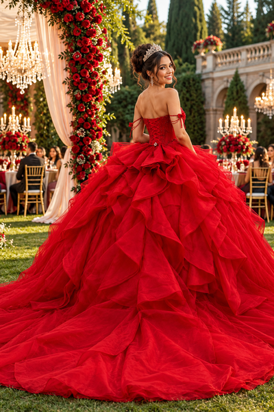 Regal Couture Quinceañera Ball Gown with Sweeping Train