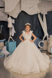 Aurora Blossom Gown - Elegant Floral Couture Dress for Girls