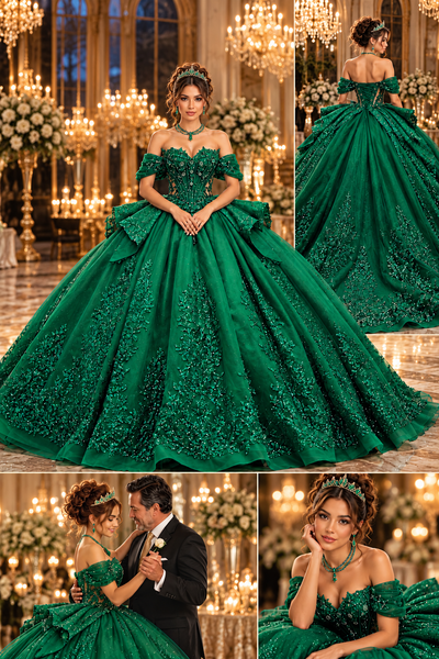 Luxury Hunter Green Quinceañera Ball Gown | Blush Kids