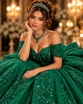 Luxury Hunter Green Quinceañera Ball Gown | Blush Kids