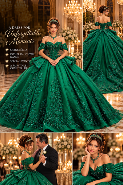 Luxury Hunter Green Quinceañera Ball Gown | Blush Kids