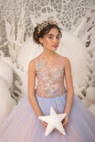 Multi Color Lace Tulle Pageant Girl Dress Flower Girl Party Tulle Gown