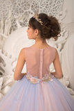 Multi Color Lace Tulle Pageant Girl Dress Flower Girl Party Tulle Gown
