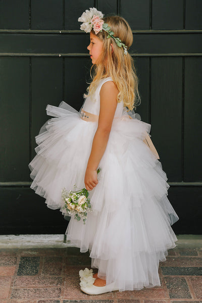 The Makayla Ruffled Tulle Girls Dress | Blush Kids