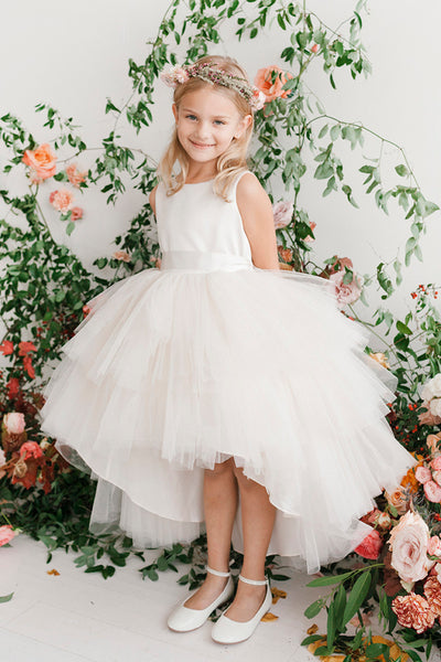 The Makayla Ruffled Tulle Girls Dress | Blush Kids