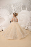 Flower Girl Wedding Party Dress Natural Pageant Gown Birthday Dress Beaded Lace