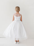 Beautiful Girls First Communion Dress With Illusion Neckline