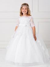Off The Shoulder First Communion Dress With Lace Train