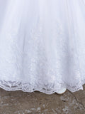 Flower Girl Dress With Embroidered Bodice And Train Skirt
