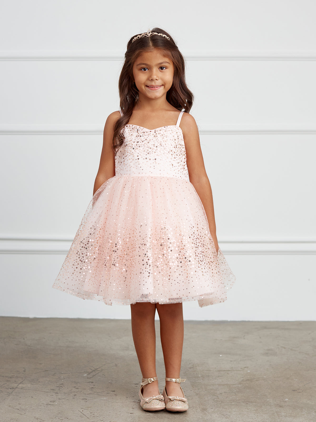 Girls Short Tulle Sequined Pageant Flower Girl Dress