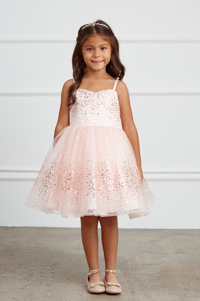 Girls Short Tulle Sequined Pageant Flower Girl Dress