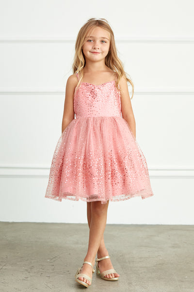 Girls Short Tulle Sequined Pageant Flower Girl Dress