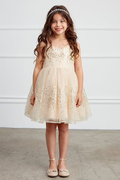 Girls Short Tulle Sequined Pageant Flower Girl Dress