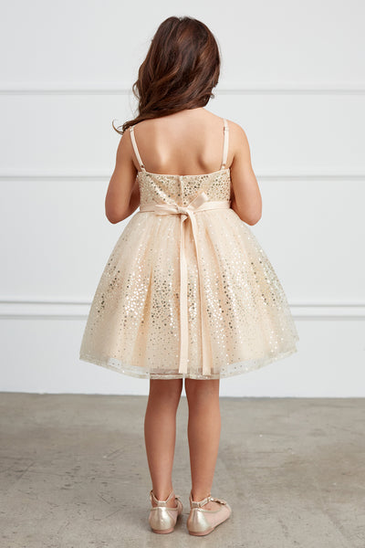 Girls Short Tulle Sequined Pageant Flower Girl Dress