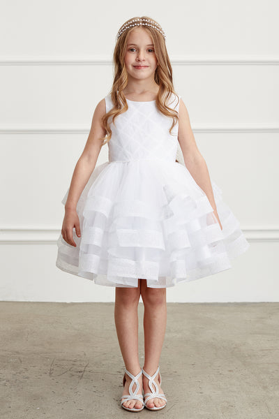 Adorably Cute Flower Girl Pageant Dress With Glitter Ruffled Skirt