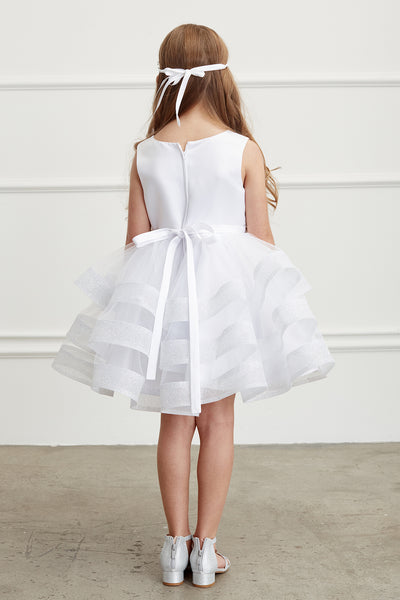 Adorably Cute Flower Girl Pageant Dress With Glitter Ruffled Skirt