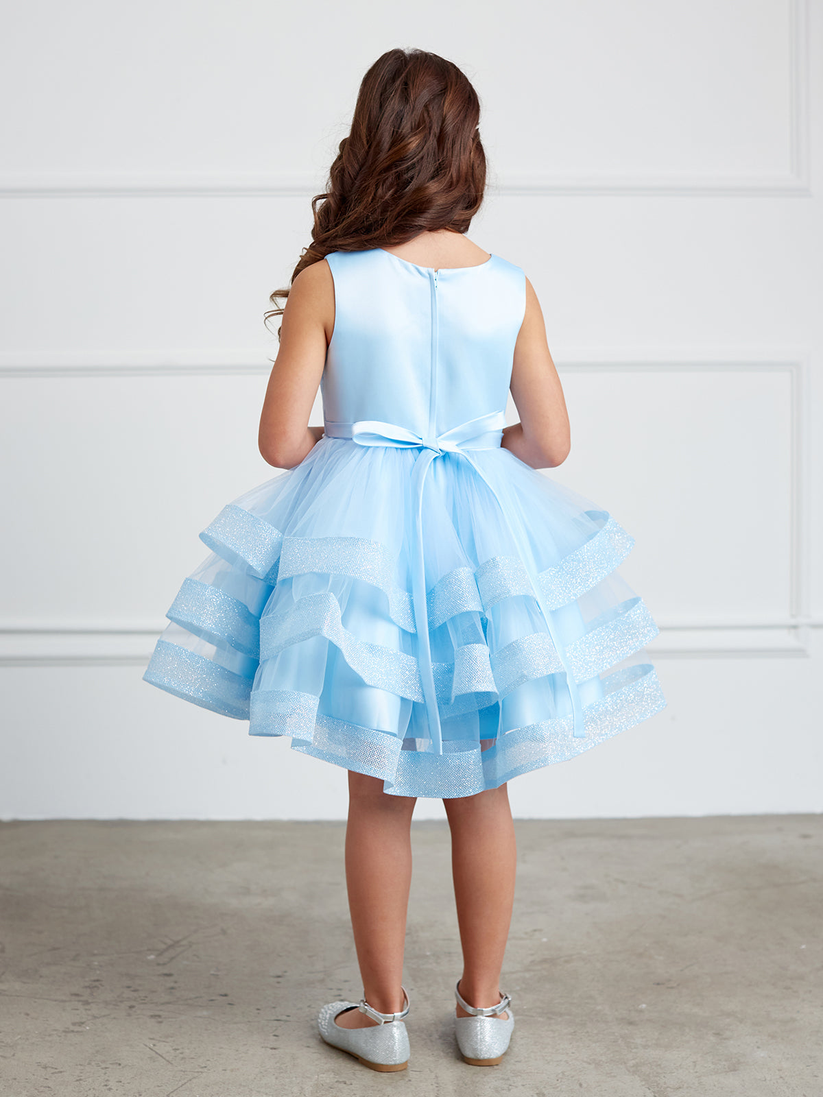 Adorably Cute Flower Girl Pageant Dress With Glitter Ruffled Skirt