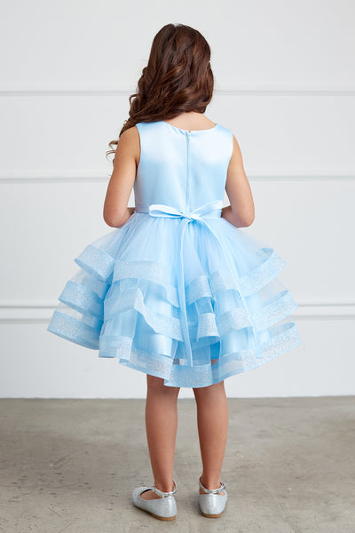 Adorably Cute Flower Girl Pageant Dress With Glitter Ruffled Skirt