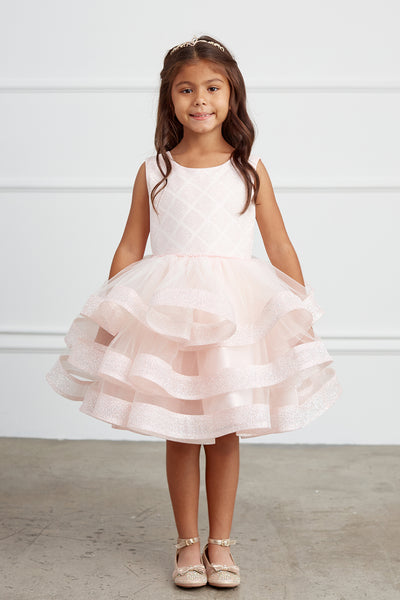 Adorably Cute Flower Girl Pageant Dress With Glitter Ruffled Skirt