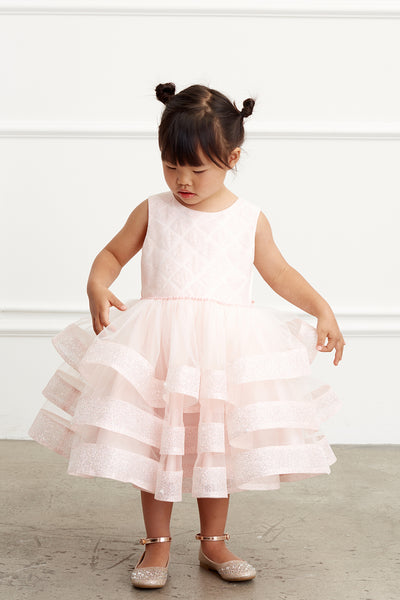 Adorably Cute Flower Girl Pageant Dress With Glitter Ruffled Skirt