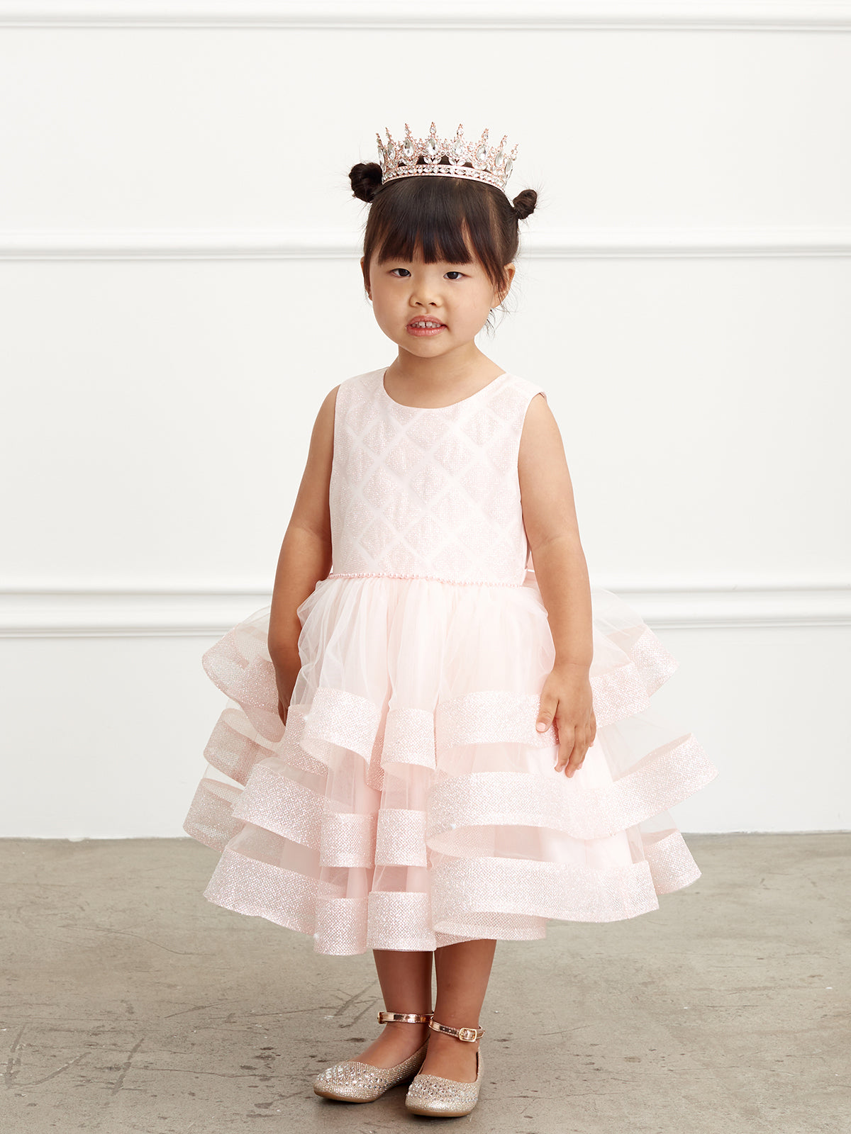 Adorably Cute Flower Girl Pageant Dress With Glitter Ruffled Skirt