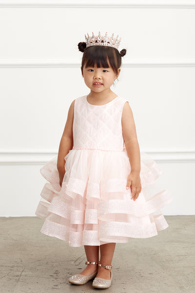 Adorably Cute Flower Girl Pageant Dress With Glitter Ruffled Skirt
