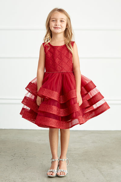 Adorably Cute Flower Girl Pageant Dress With Glitter Ruffled Skirt