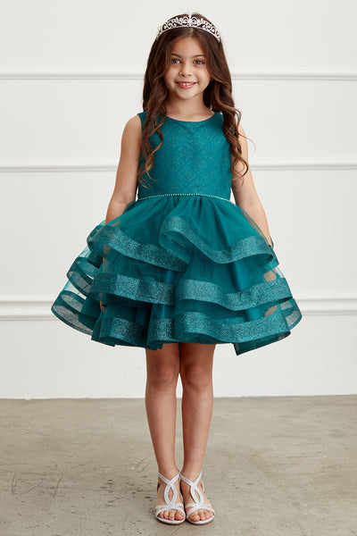 Adorably Cute Flower Girl Pageant Dress With Glitter Ruffled Skirt