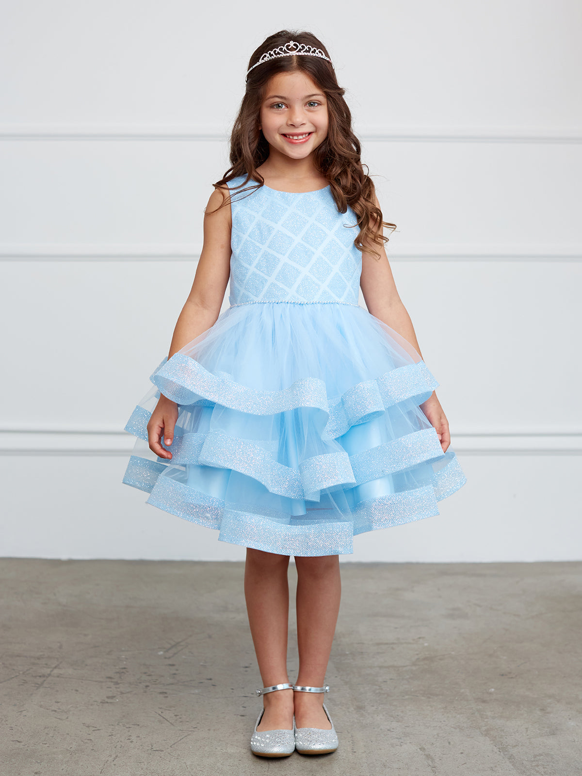 Adorably Cute Flower Girl Pageant Dress With Glitter Ruffled Skirt