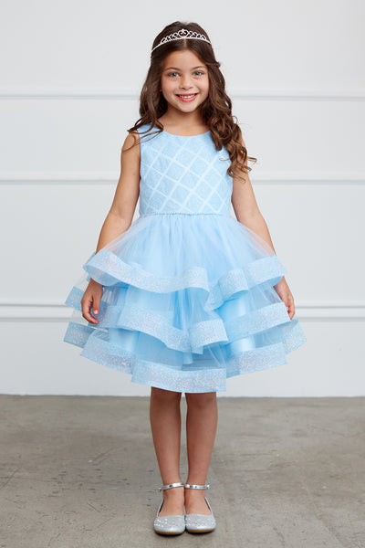 Adorably Cute Flower Girl Pageant Dress With Glitter Ruffled Skirt