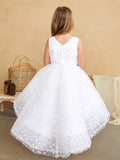 Beautiful Beaded Hi Low Girls Flower Girl Wedding Communion Dress
