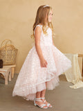 Beautiful Beaded Hi Low Girls Flower Girl Wedding Communion Dress