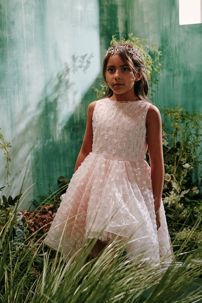 Elara Bloom Hi-Lo Girls Pageant Dress | Blush Kids