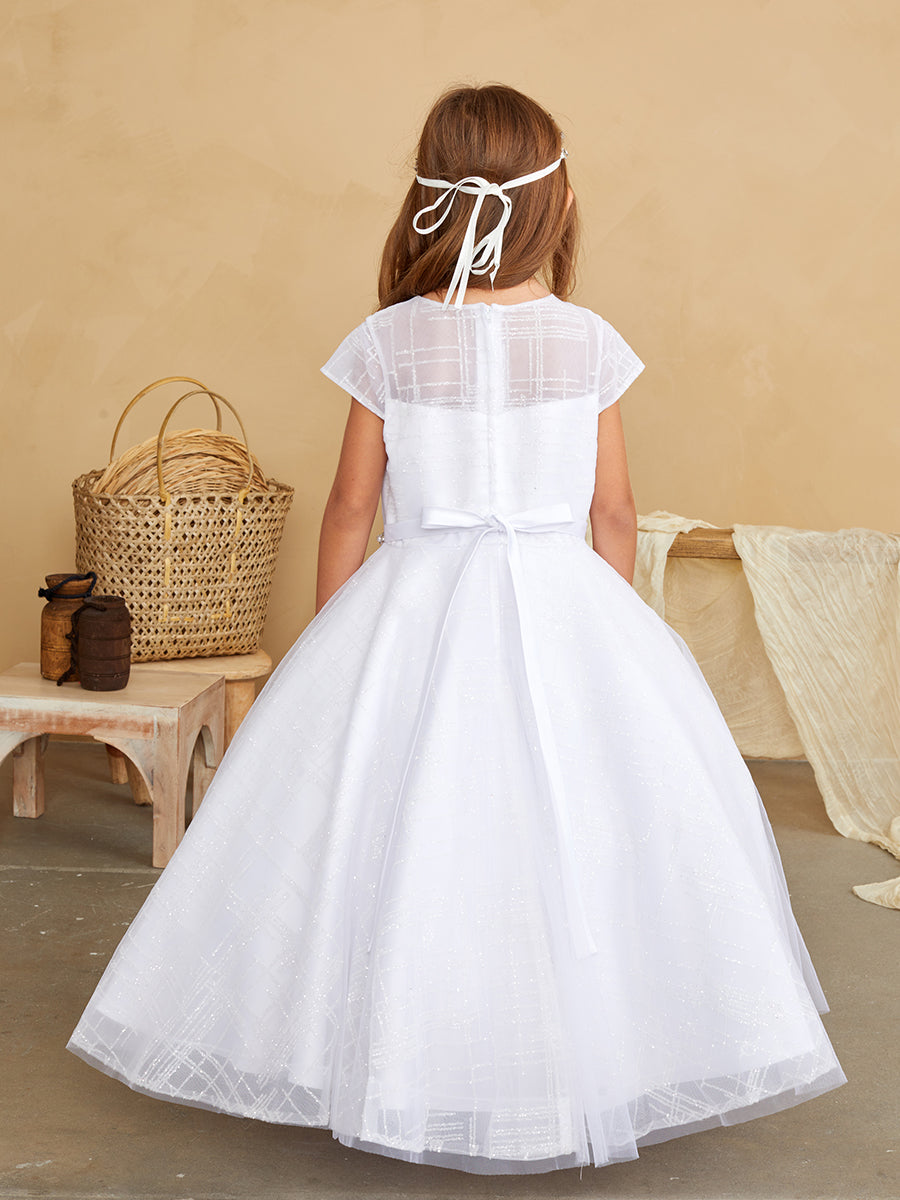 Gorgeous Glitter Tulle Girls First Communion Wedding Party Floor Length Dress