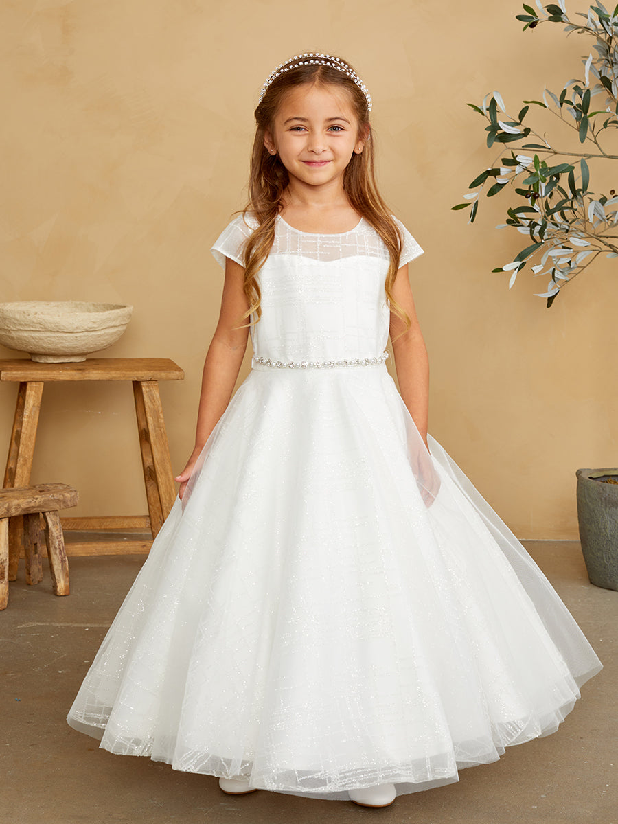 Gorgeous Glitter Tulle Girls First Communion Wedding Party Floor Length Dress