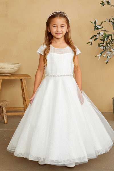 Gorgeous Glitter Tulle Girls First Communion Wedding Party Floor Length Dress