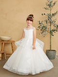 Girls Beautiful Lace illusion Tulle Flower Girl Wedding Party Communion Dress